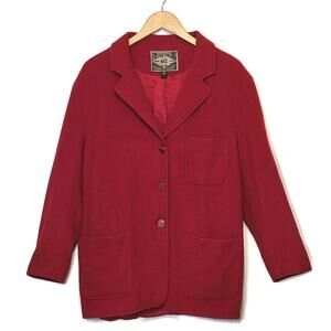 Express Vintage Red Wool Cashmere Blazer Coat Soft Single Breasted Chic Fall M